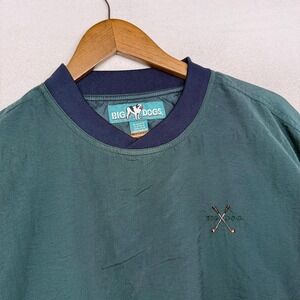 Vintage Big Dogs Windbreaker Jacket Mens Large Green Golf Embroidered Nylon 90s